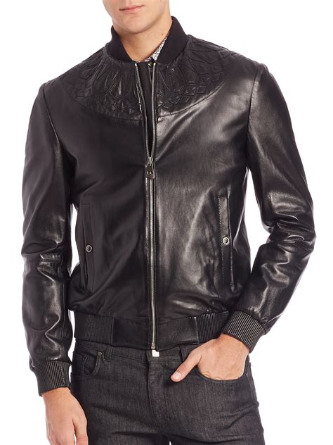 versace jas winter|Versace black leather jacket.